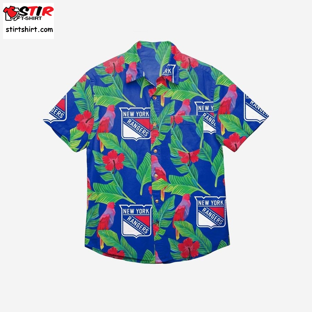 New York Rangers Floral Button Up Hawaiian Shirt  Costumes With 