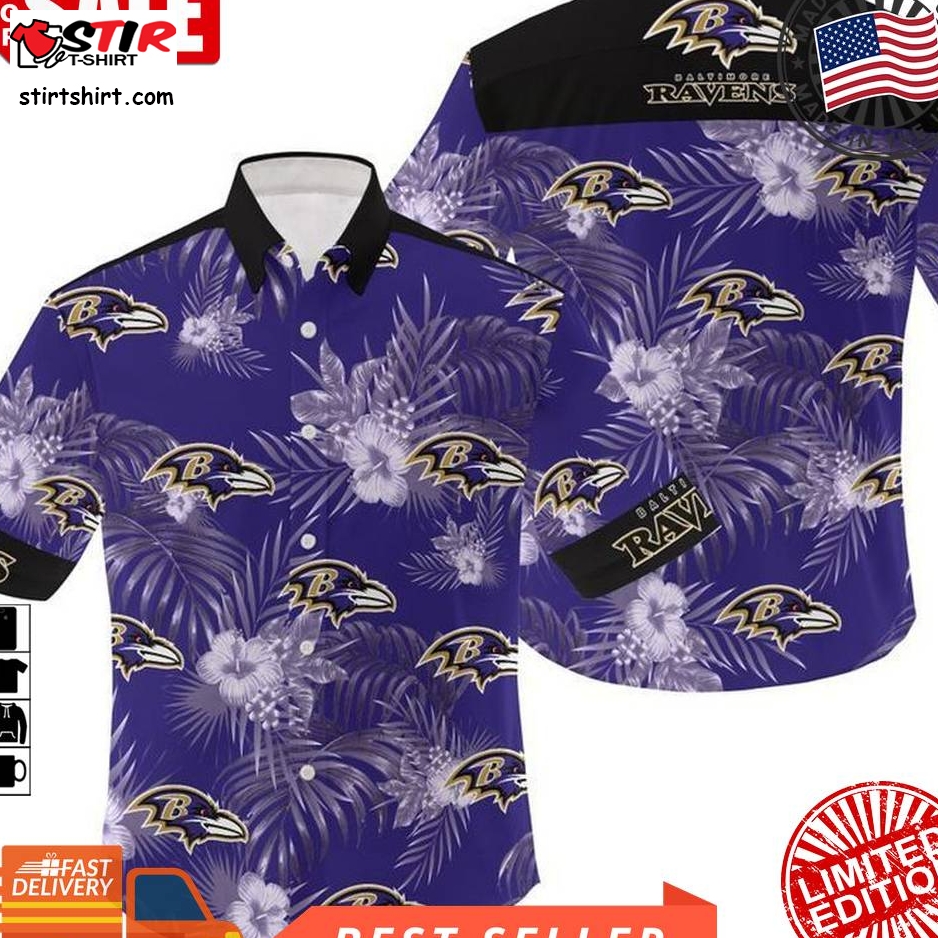 Nfl Baltimore Ravens Flowers Gift For Fan Hawaiian Graphic Print Short Sleeve Hawaiian Shirt 3 H97