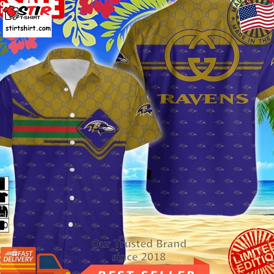 Nfl Baltimore Ravens Gucci Hawaiian Shirt  