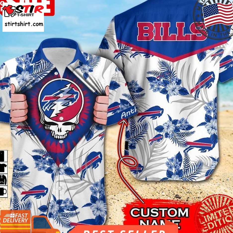 Nfl Buffalo Bills Grateful Dead Gift For Fan Personalized Hawaiian Graphic Print Short Sleeve Hawaiian Shirt H97