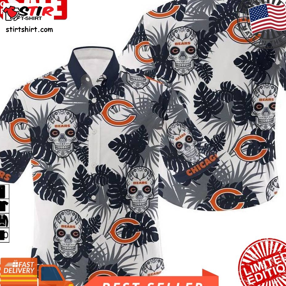 Nfl Chicago Bears Candy Skulls Gift For Fan Hawaiian Graphic Print Short Sleeve Hawaiian Shirt 3 H97