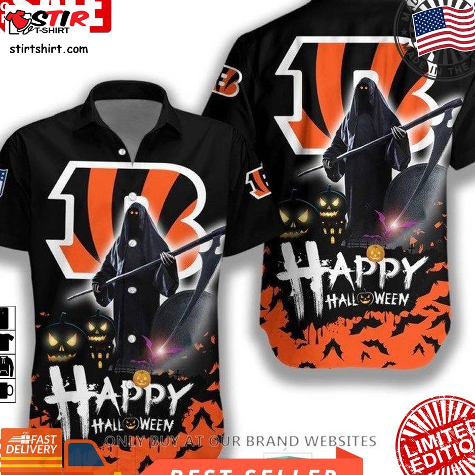 Nfl Cincinnati Bengals Happy Halloween Hawaiian Shirt  