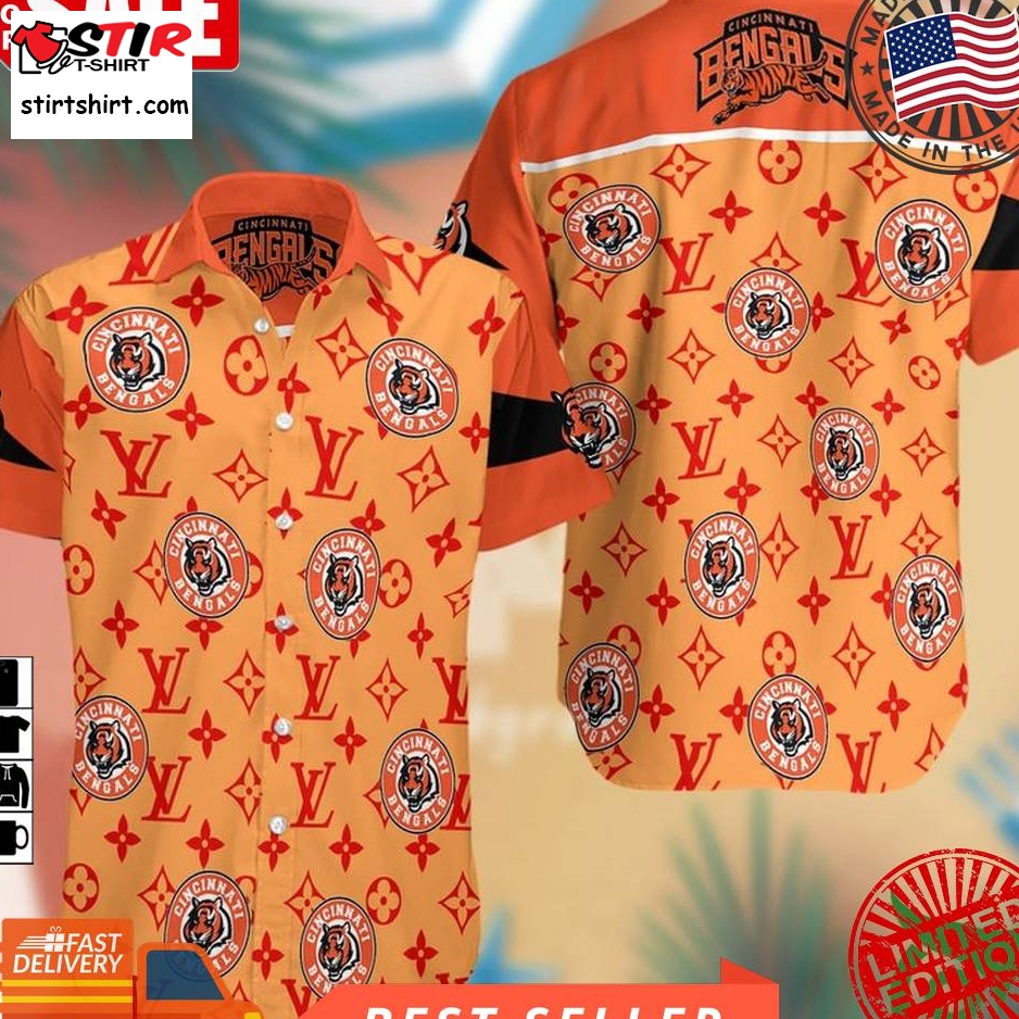 Nfl Cincinnati Bengals With Louis Vuitton Logo Orange Hawaiian Shirt