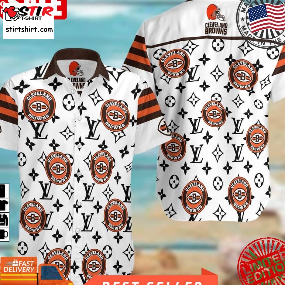 Nfl Cleveland Browns With Louis Vuitton Logo White Hawaiian Shirt -  StirTshirt