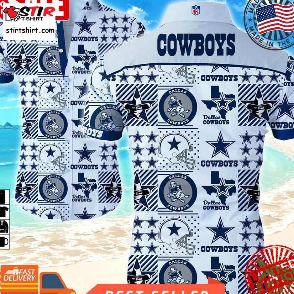 Nfl Dallas Cowboys Dark Blue Multiple Logos Hawaiian Shirt