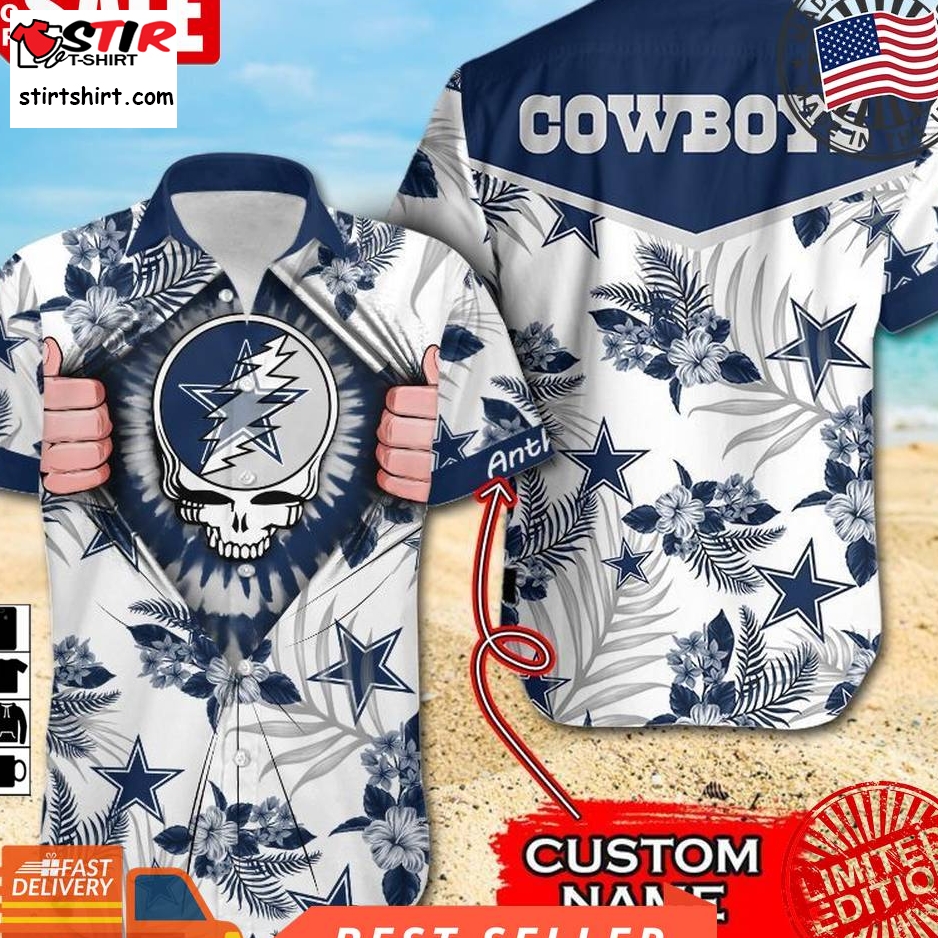Nfl Dallas Cowboys Grateful Dead Gift For Fan Personalized Hawaiian Graphic Print Short Sleeve Hawaiian Shirt H97