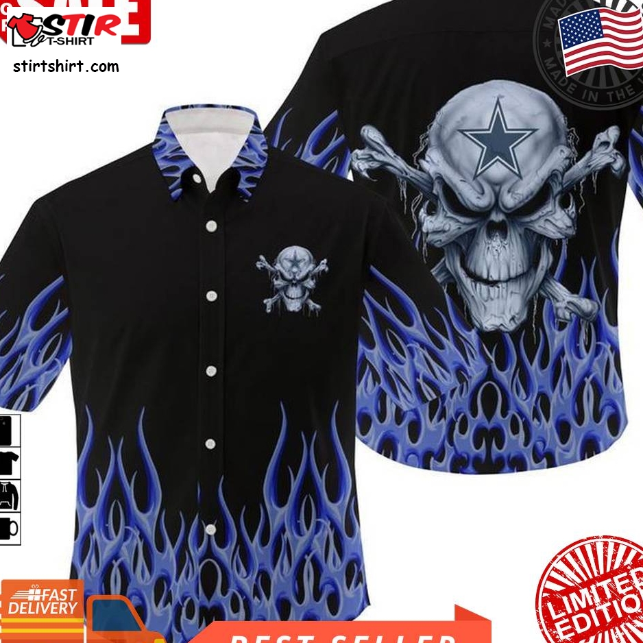 Nfl Dallas Cowboys Skull Gift For Fan Hawaiian Graphic Print Short Sleeve Hawaiian Shirt 2 H97