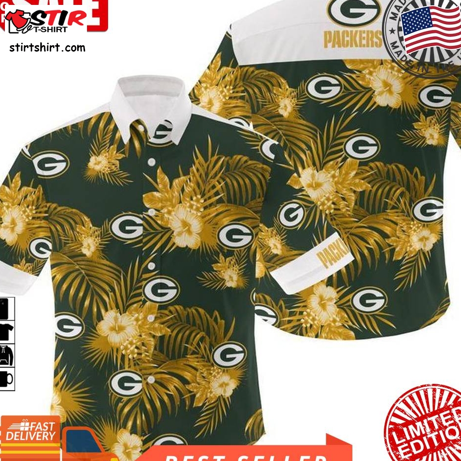 Nfl Green Bay Packers Flowers Gift For Fan Hawaiian Graphic Print Short Sleeve Hawaiian Shirt 3 H97