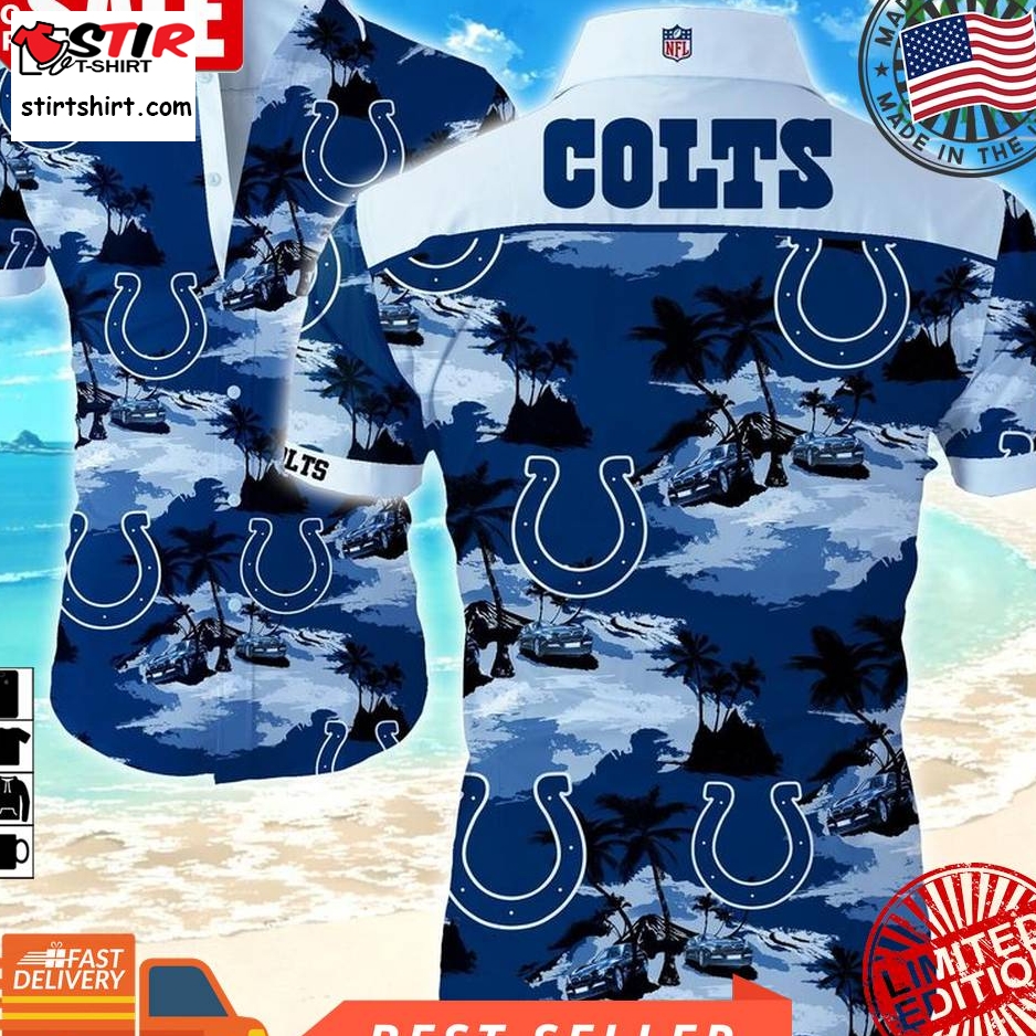 Nfl Indianapolis Colts Signature Floral Tropical Logo Hawaiian Shirt Summer
