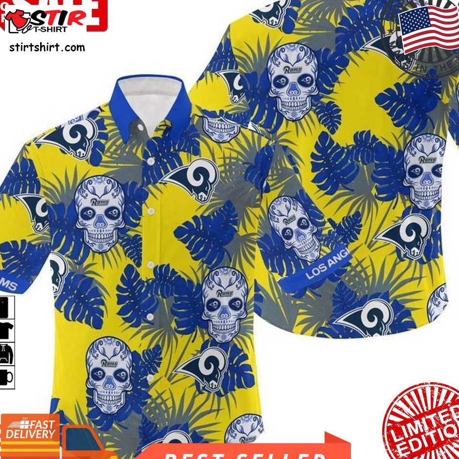 Nfl Los Angeles Rams Candy Skulls Gift For Fan Hawaiian Graphic Print Short Sleeve Hawaiian Shirt 3 H97
