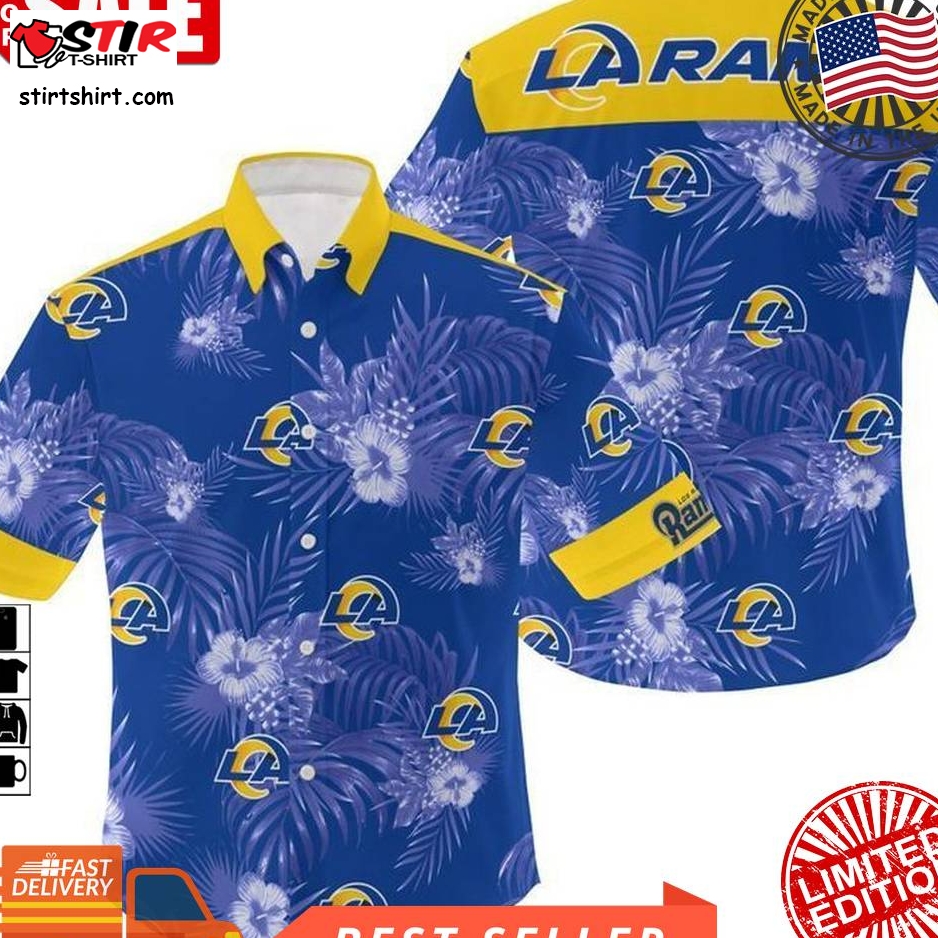 Nfl Los Angeles Rams Flowers Gift For Fan Hawaiian Graphic Print Short Sleeve Hawaiian Shirt 3 H97