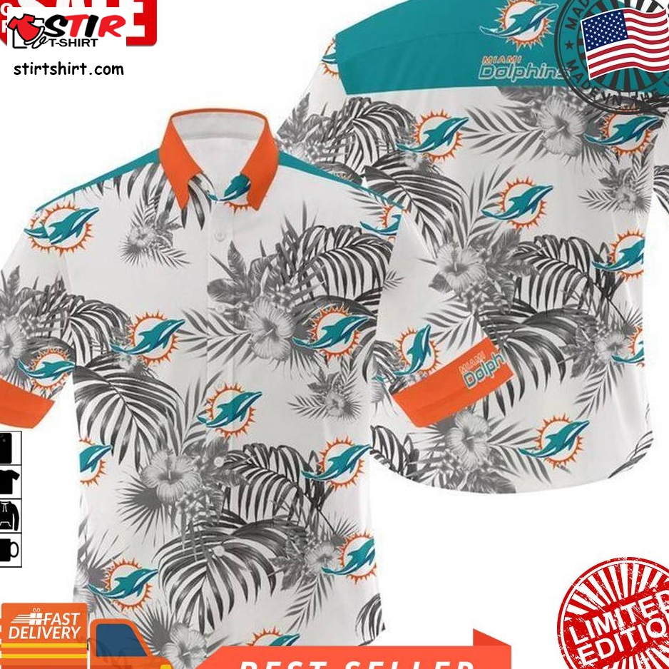 Nfl Miami Dolphins Flowers Gift For Fan Hawaiian Graphic Print Short Sleeve Hawaiian Shirt 3 H97