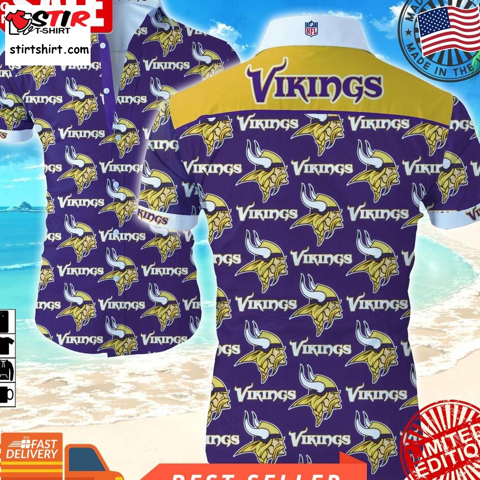 Nfl Minnesota Vikings Hawaiian Shirt Rryek Summer Button Up Shirt For Men Beach Wear Short Sleeve Hawaii Shirt