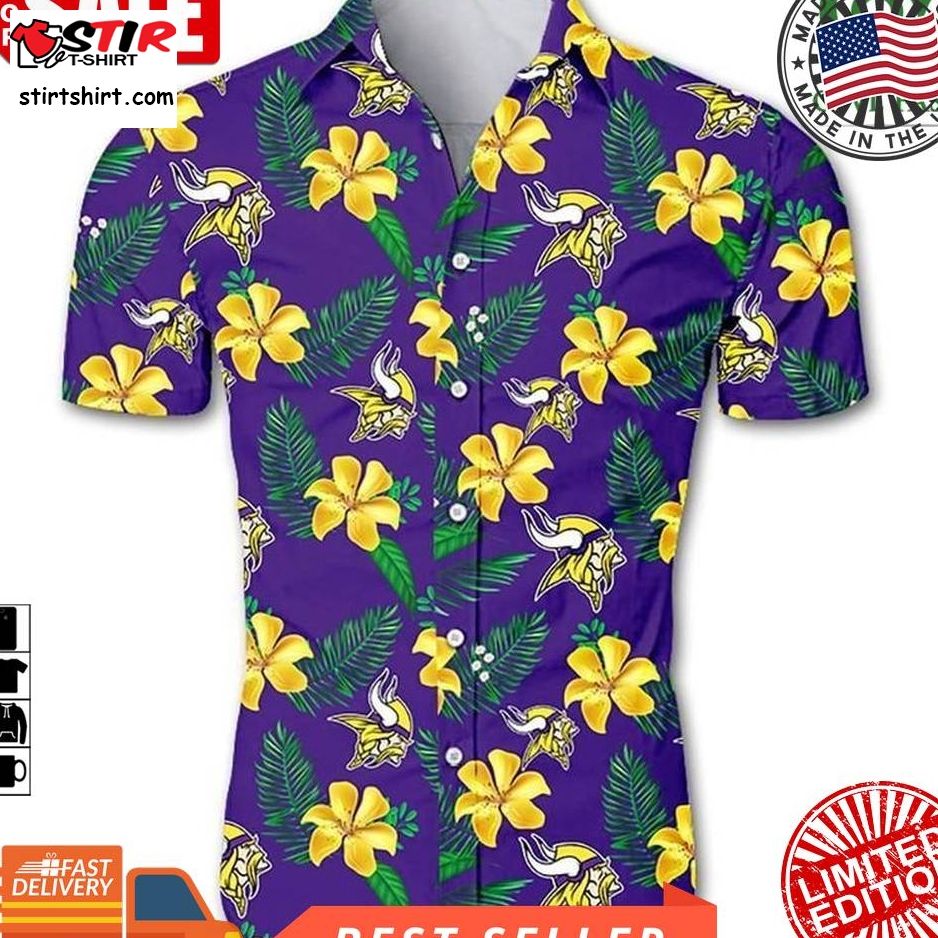 Nfl Minnesota Vikings Tropical Flower Football Team Logo Hawaiian Shirt