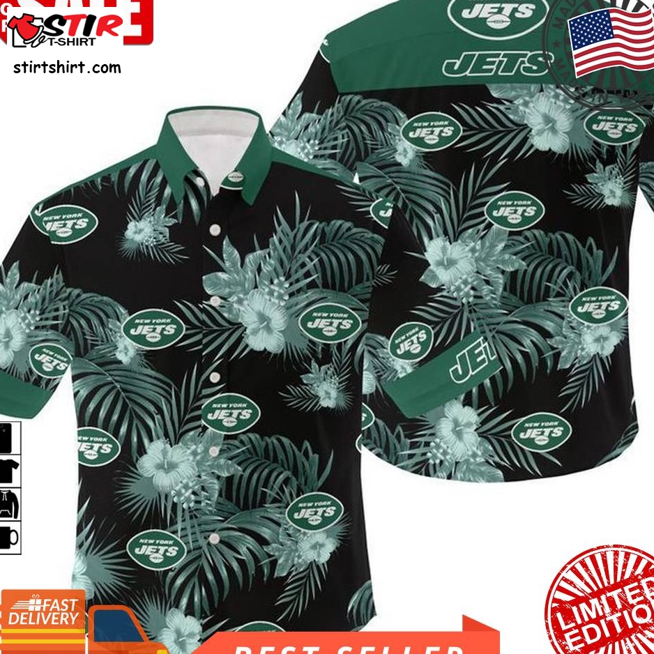 Nfl New York Jets Flowers Gift For Fan Hawaiian Graphic Print Short Sleeve Hawaiian Shirt 3 H97