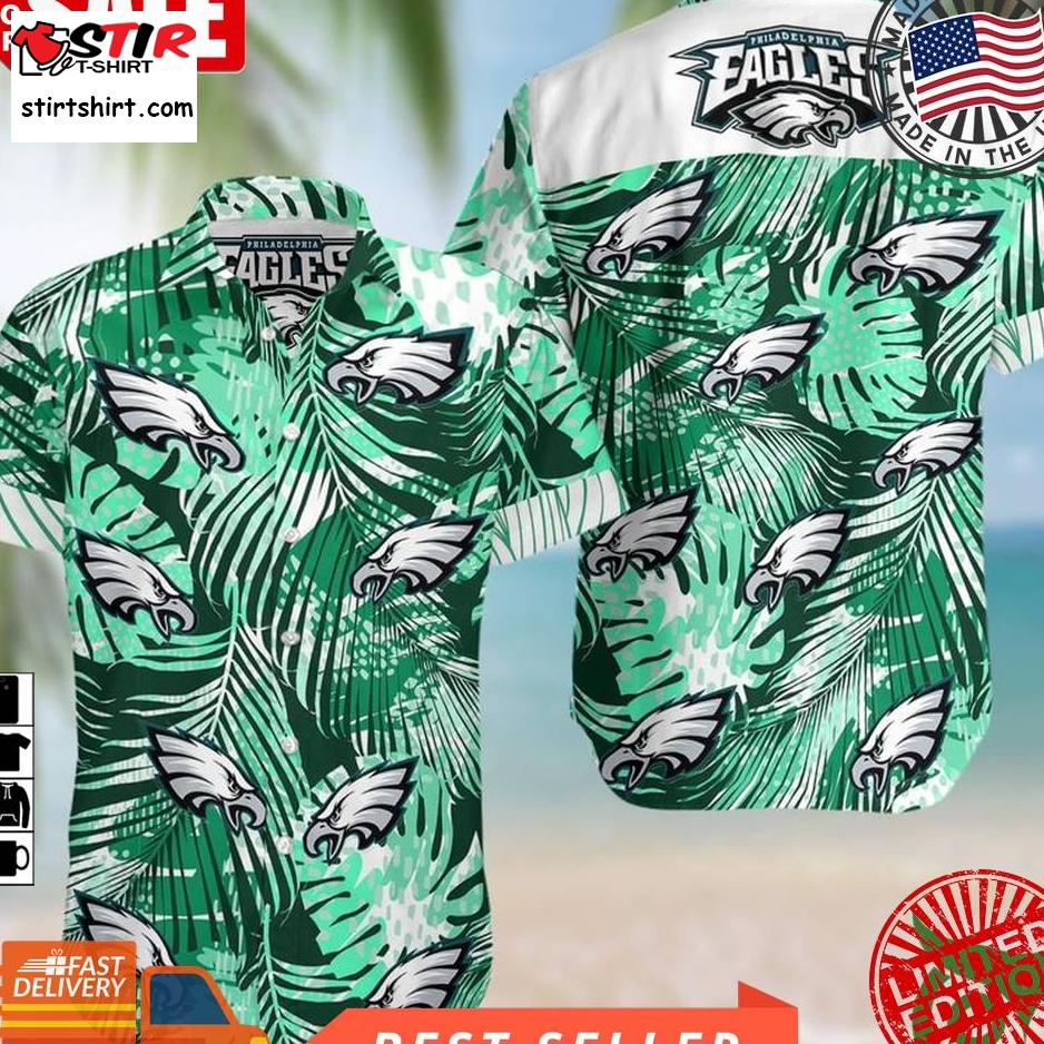 Nfl Philadelphia Eagles Retro Green Leaves Emerald Green Hawaiian Shirt