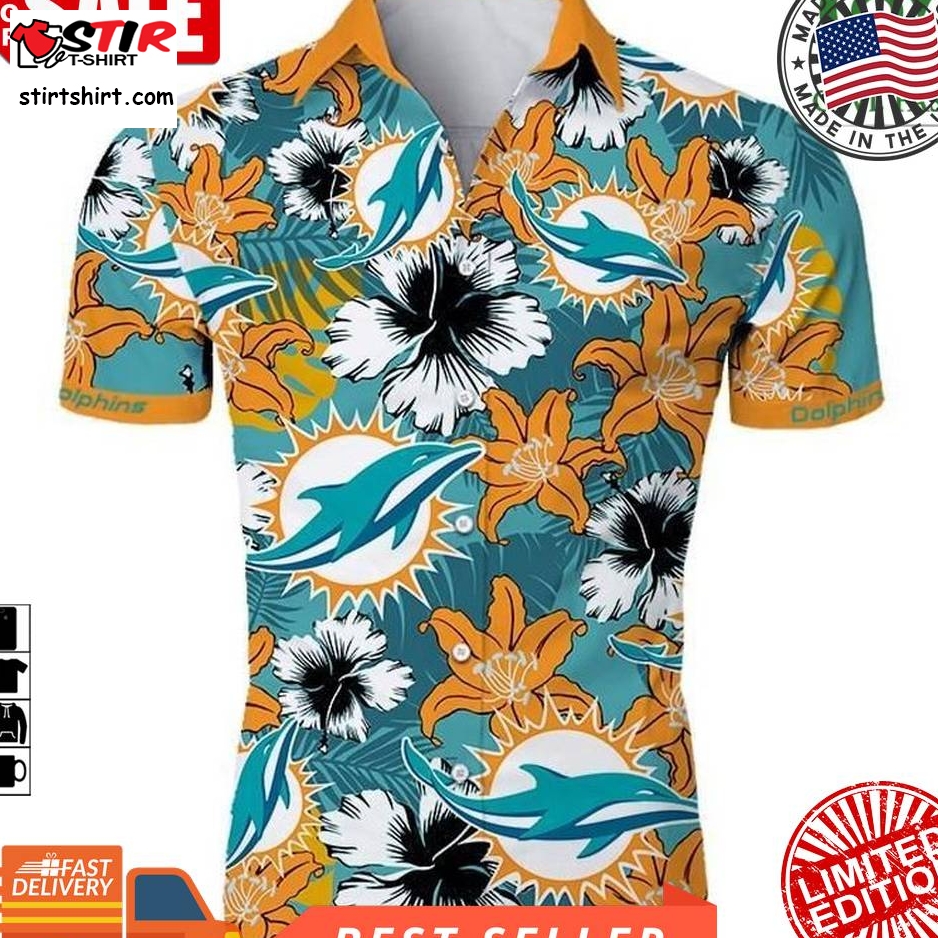 Nfl Team Miami Dolphins Hawaiian Shirt Tropical Flower