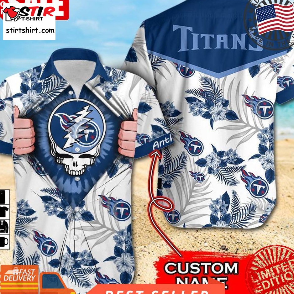 Nfl Tennessee Titans Grateful Dead Gift For Fan Personalized Hawaiian Graphic Print Short Sleeve Hawaiian Shirt H97