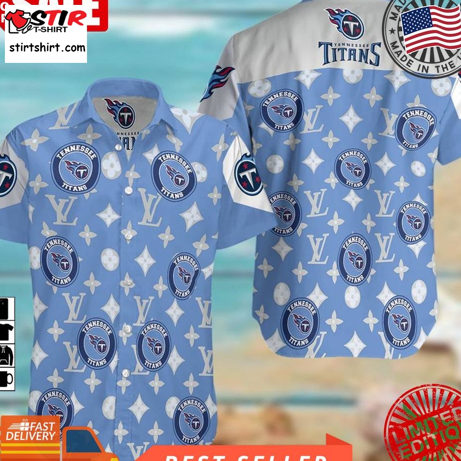 Nfl Tennessee Titans With Gray Louis Vuitton Logo Sky Blue Hawaiian Shirt