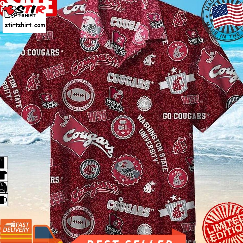 Nfl Washington State Cougars Football Hawaiian Graphic Print Short Sleeve Hawaiian Shirt Size S   5Xl  Washington Football Team 