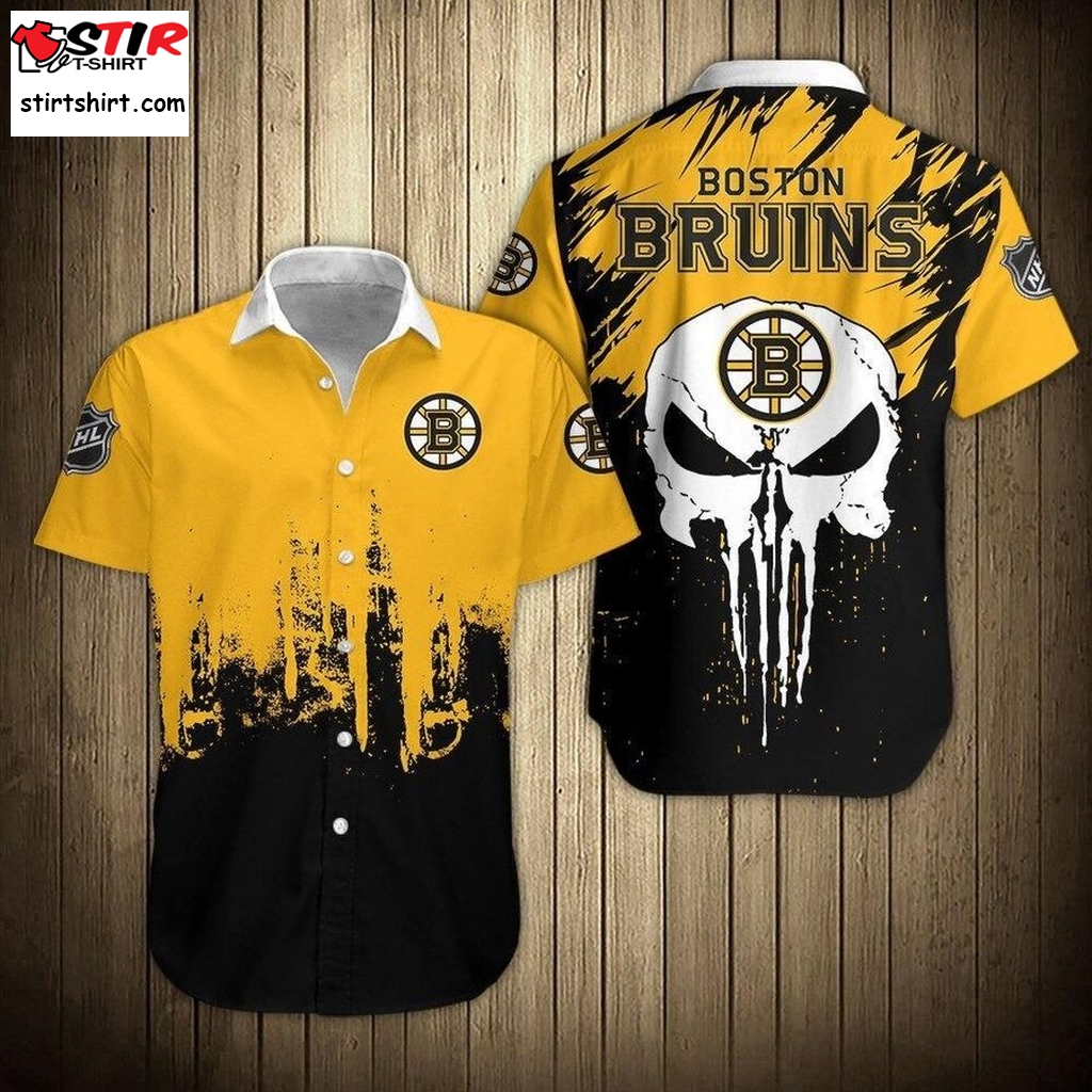 Nhl Boston Bruins Shirts Skull Hawaiian Button Up Shirt  Nhl 