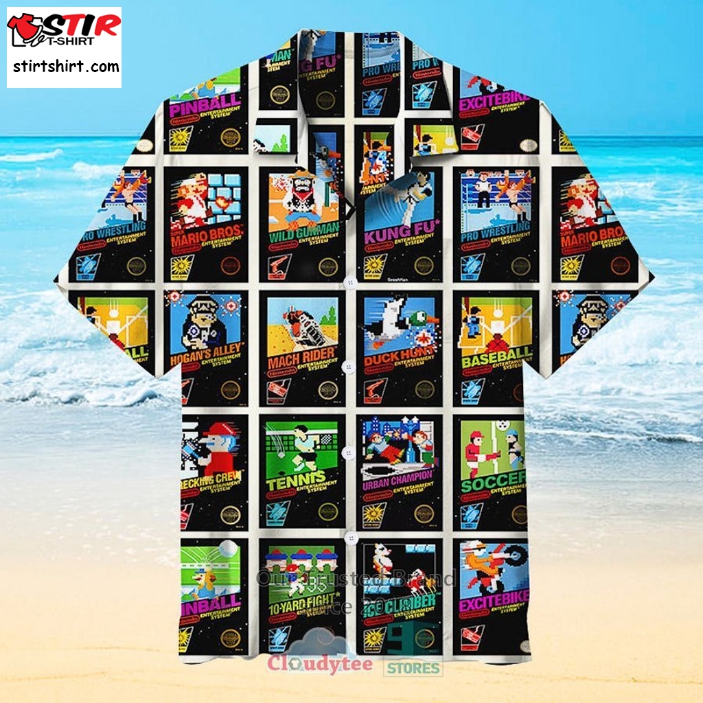 Nintendo 8 Bit Video Game Cover Hawaiian Shirt
