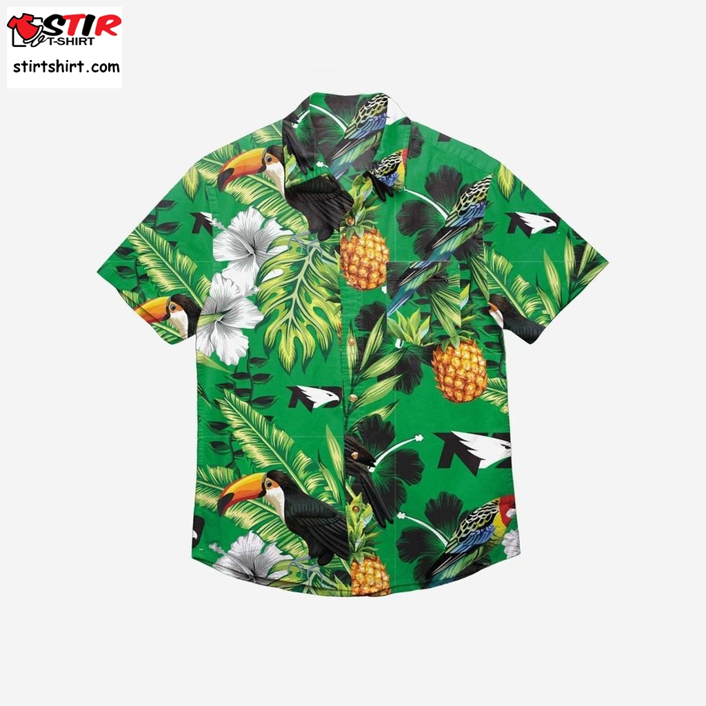 North Dakota Fighting Hawks Floral Button Up Hawaiian Shirt   Formal