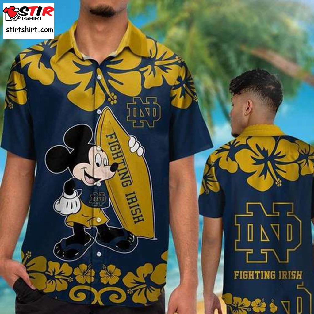 Notre Dame Fighting Irish & Mickey Mouse Hawaiian Shirt  Notre Dame 