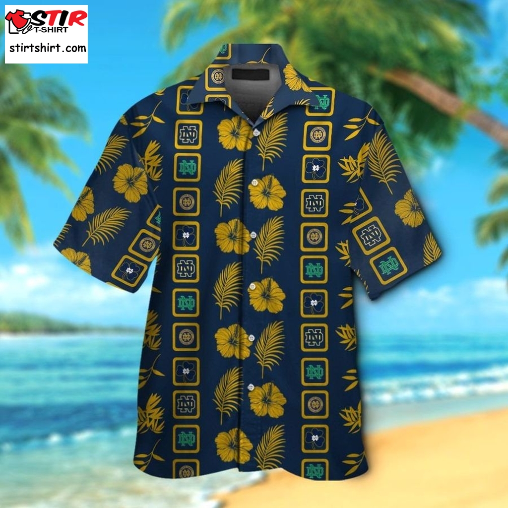 Notre Dame Fighting Irish Short Sleeve Button Up Tropical Aloha Hawaiian Shirts For Men Women   Styled