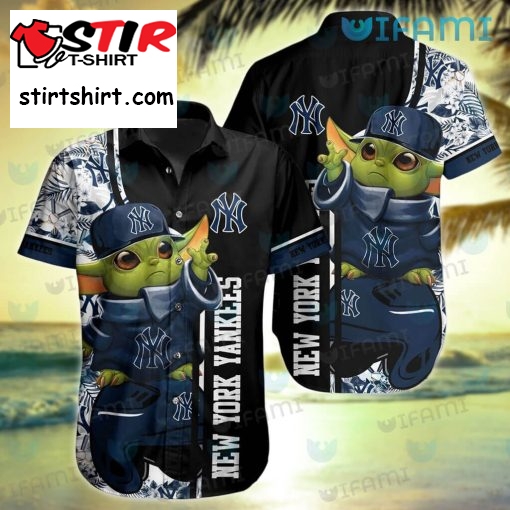 Ny Yankees Hawaiian Shirt Baby Yoda Wearing Hat New York Yankees Gift