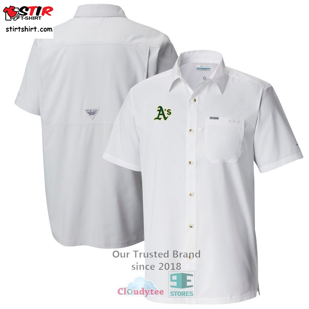 Oakland Athletics Columbia Slack Tide Camp White Hawaiian Shirt    