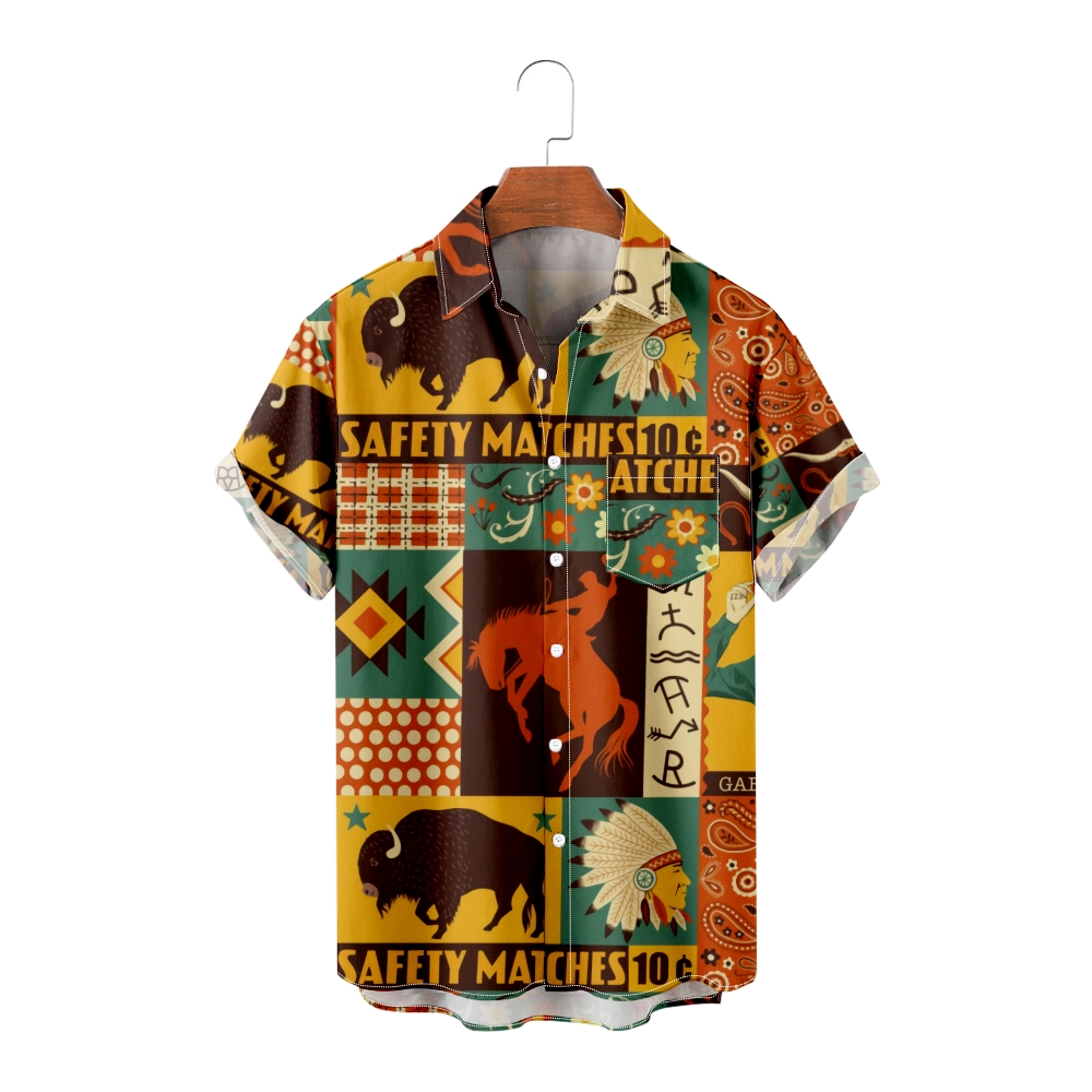 Obosoe Mens Kids Short Sleeve Aloha Beach Shirt Casual Print Hawaii Shirts Breathable  Safety 