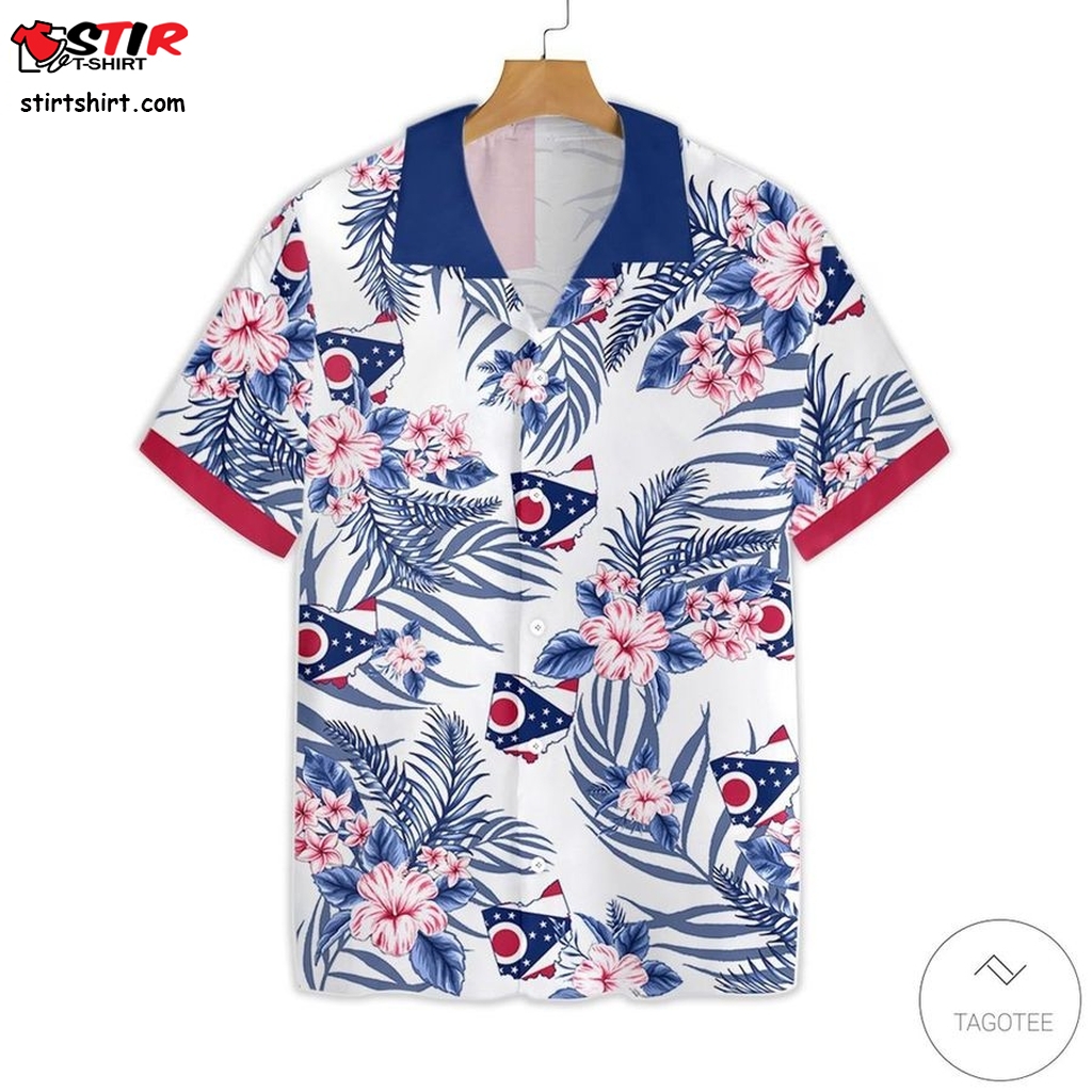 Ohio Proud Button Hawaiian Shirt  Hawaiian Ohio State Shirt