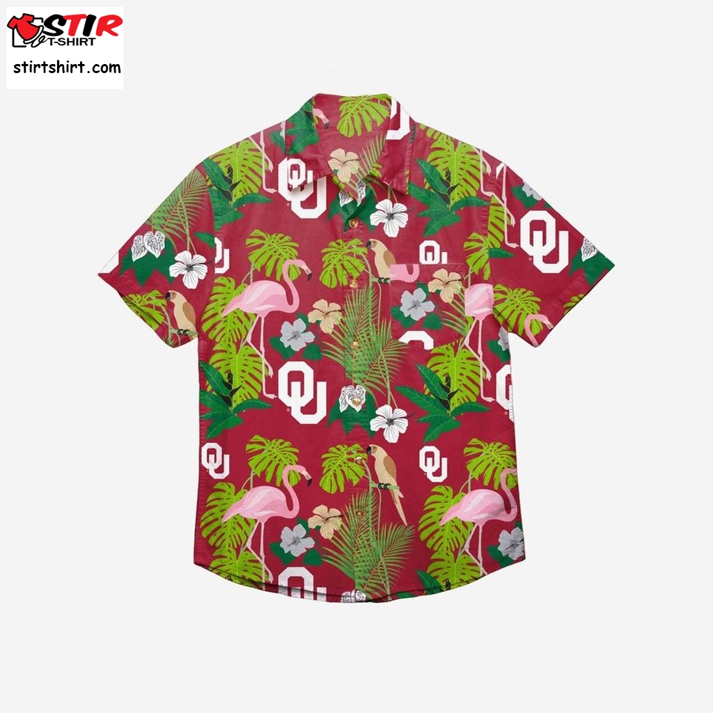 Oklahoma Sooners Floral Button Up Hawaiian Shirt  3x 