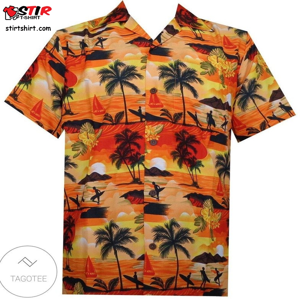 Orange Hawaiian Shirt Aloha Beach At Sunset  Homer Simpson 