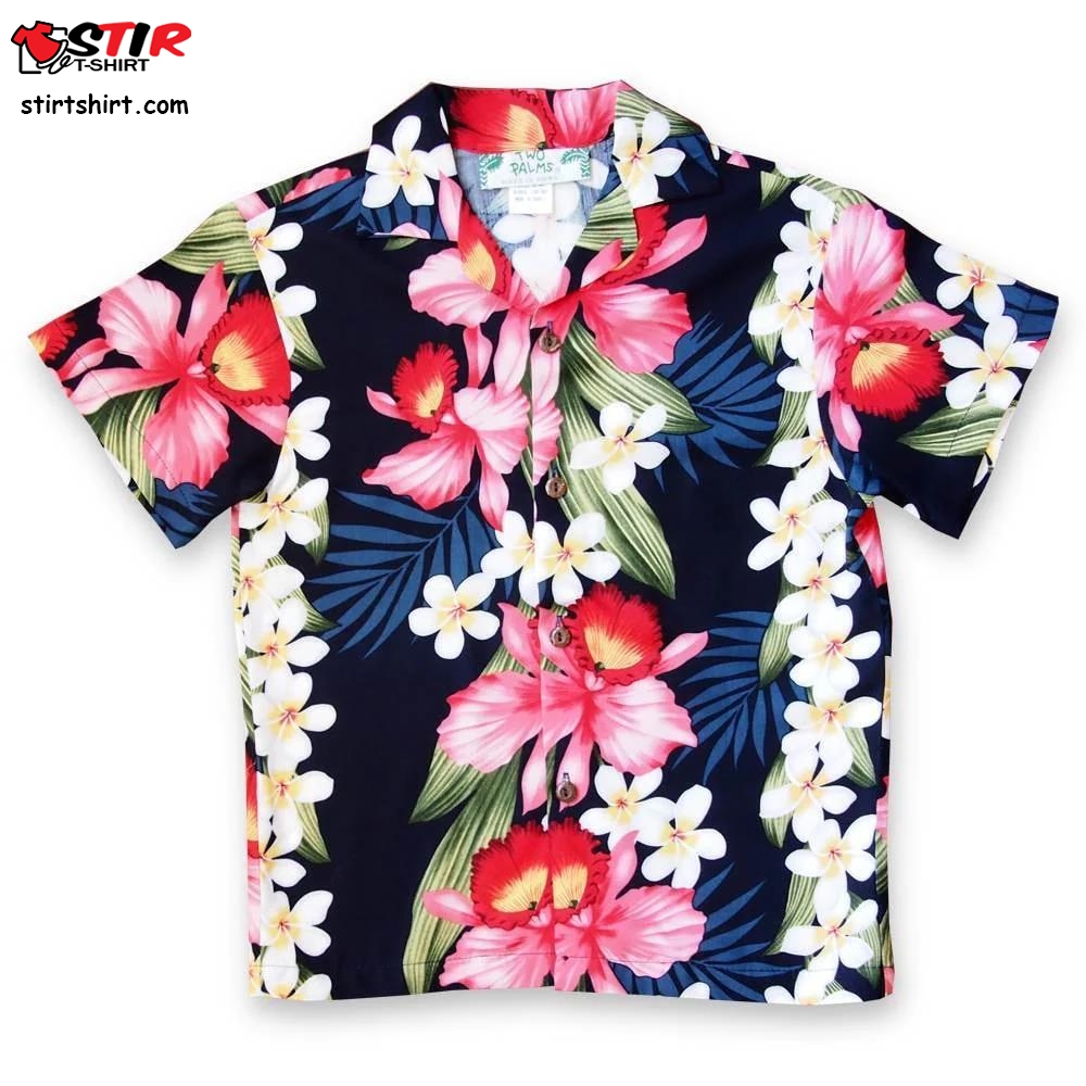 Orchid Play Blue Hawaiian Boy Shirt  Hawaiian T Shirt Design