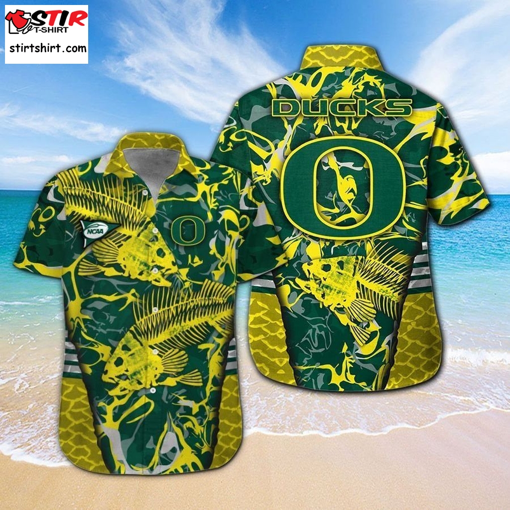 Oregon Ducks Fishing Short Sleeve Button Up Tropical Aloha Hawaiian Shirts For Men Women  Fish 