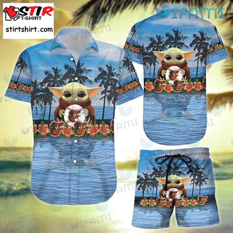 Orioles Hawaiian Shirt Baby Yoda Summer Beach Baltimore Orioles Gift