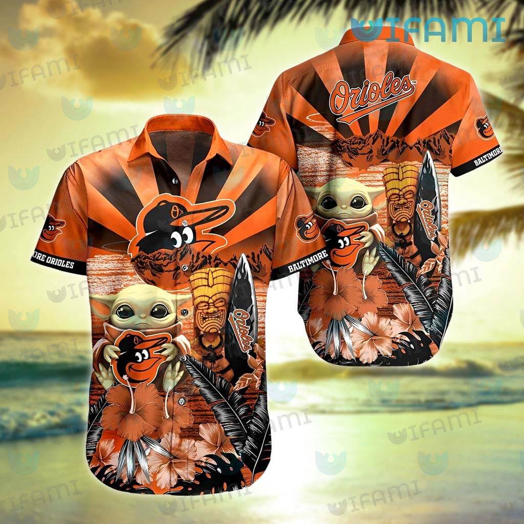 Orioles Hawaiian Shirt Baby Yoda Tiki Mask Baltimore Orioles Giftjpeg