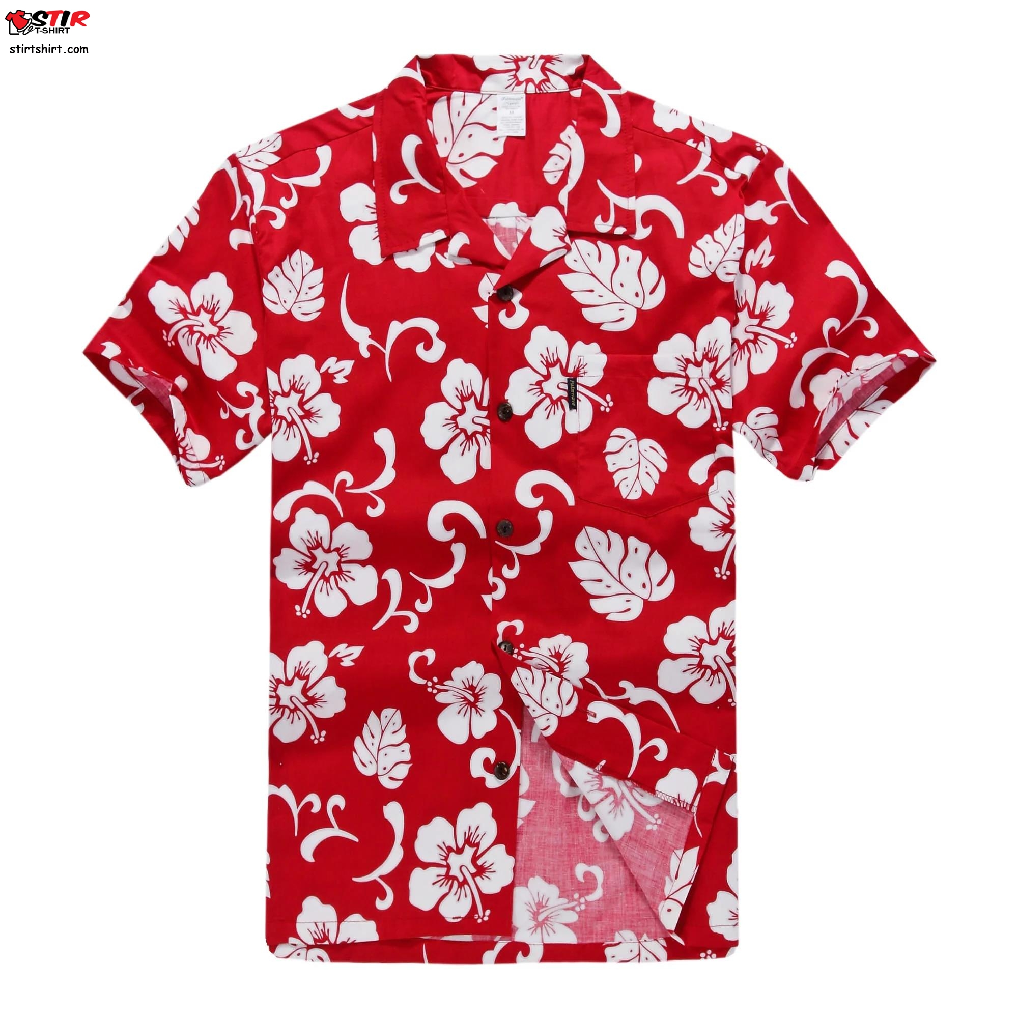 Palm Wave Mens And Big Mens Hibiscus Floral Print Hawaiian Shirt  Red Hawaiian Flower Shirt