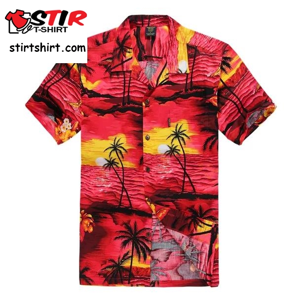 Palm Wave Mens And Big Mens Tropical Sunset Print Hawaiian Shirt  Cheap s