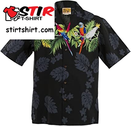 Paradise Parrots Hawaiian Aloha Shirt_ Made In Hawaii  s Black