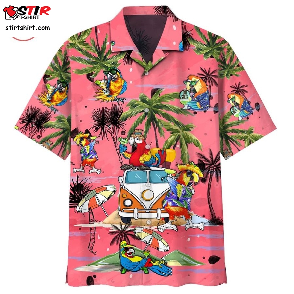 Parrot Beach Pattern Hawaiian Shirt   Pattern Sewing