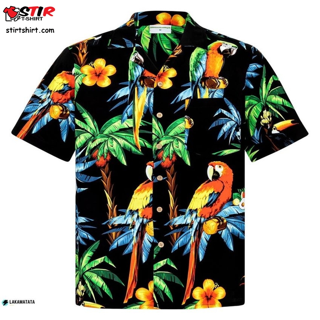 Parrots On The Beach Tropical Floral Animal Hawaiian Shirt