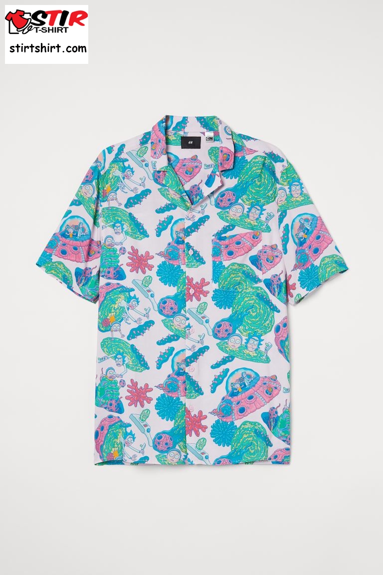Patterned Resort Shirt  Rick And Morty 