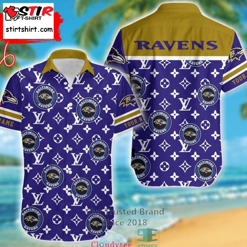Personalized Baltimore Ravens Louis Vuitton Pattern Hawaiian Shirt  