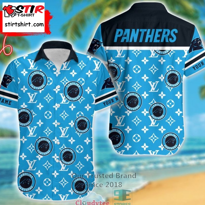 Personalized Carolina Panthers Louis Vuitton Pattern Hawaiian Shirt  