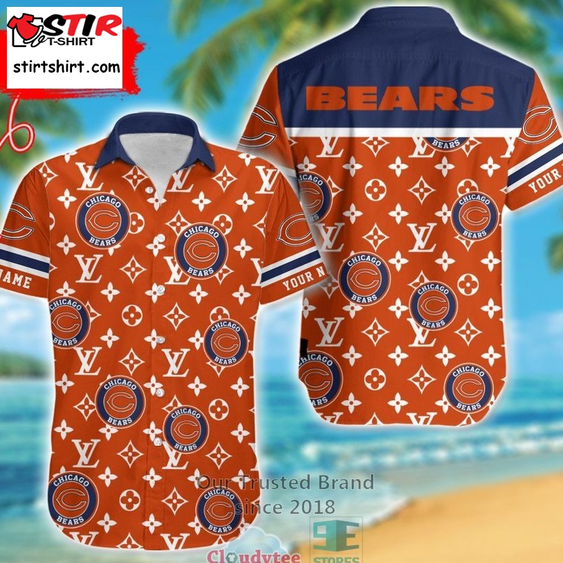 Personalized Chicago Bears Louis Vuitton Pattern Hawaiian Shirt  