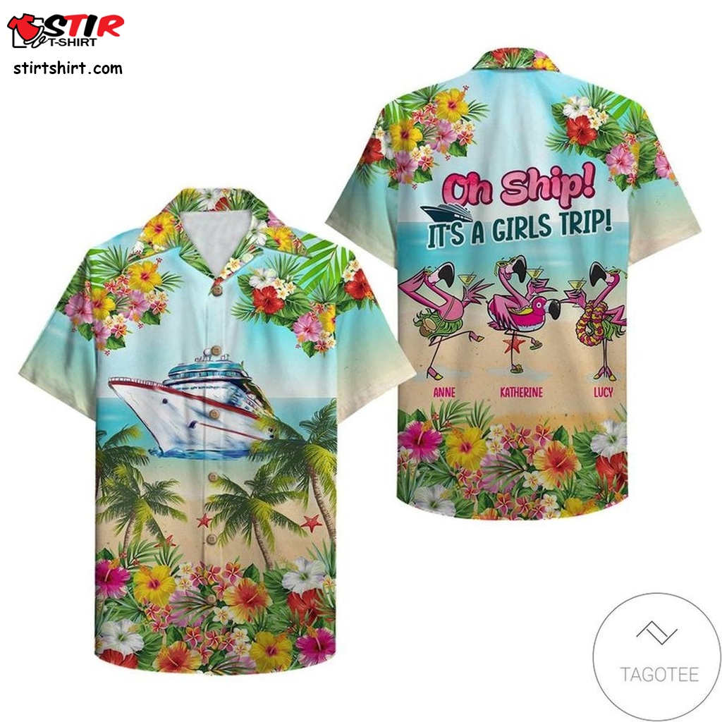 Personalized Cruise Flamingo Oh Ship Its A Girls Trip Hawaiian Shirt  Clemson 