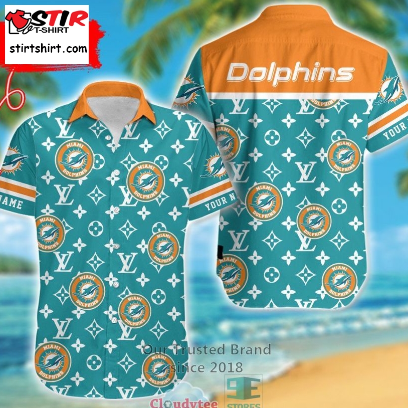Personalized Miami Dolphins Louis Vuitton Pattern Hawaiian Shirt  